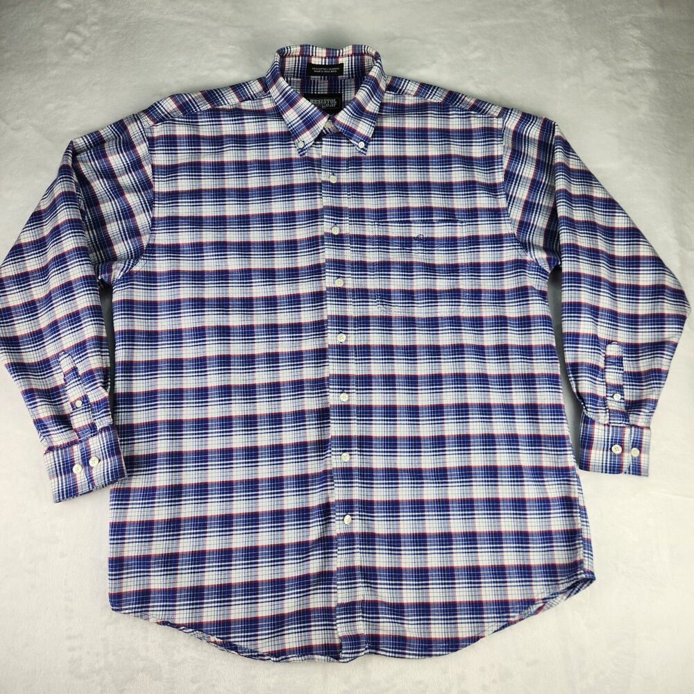 Resistol Rodeo Gear Western Shirt Men Size L Blue Red Long Sleeve Button Down